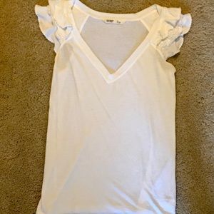 Old Navy White Flitter Sleeve T-Shirt - Size XS